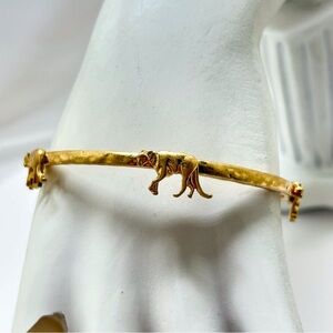Canvas, Hammered Gold Bangle With Affixed Cheetah Charms